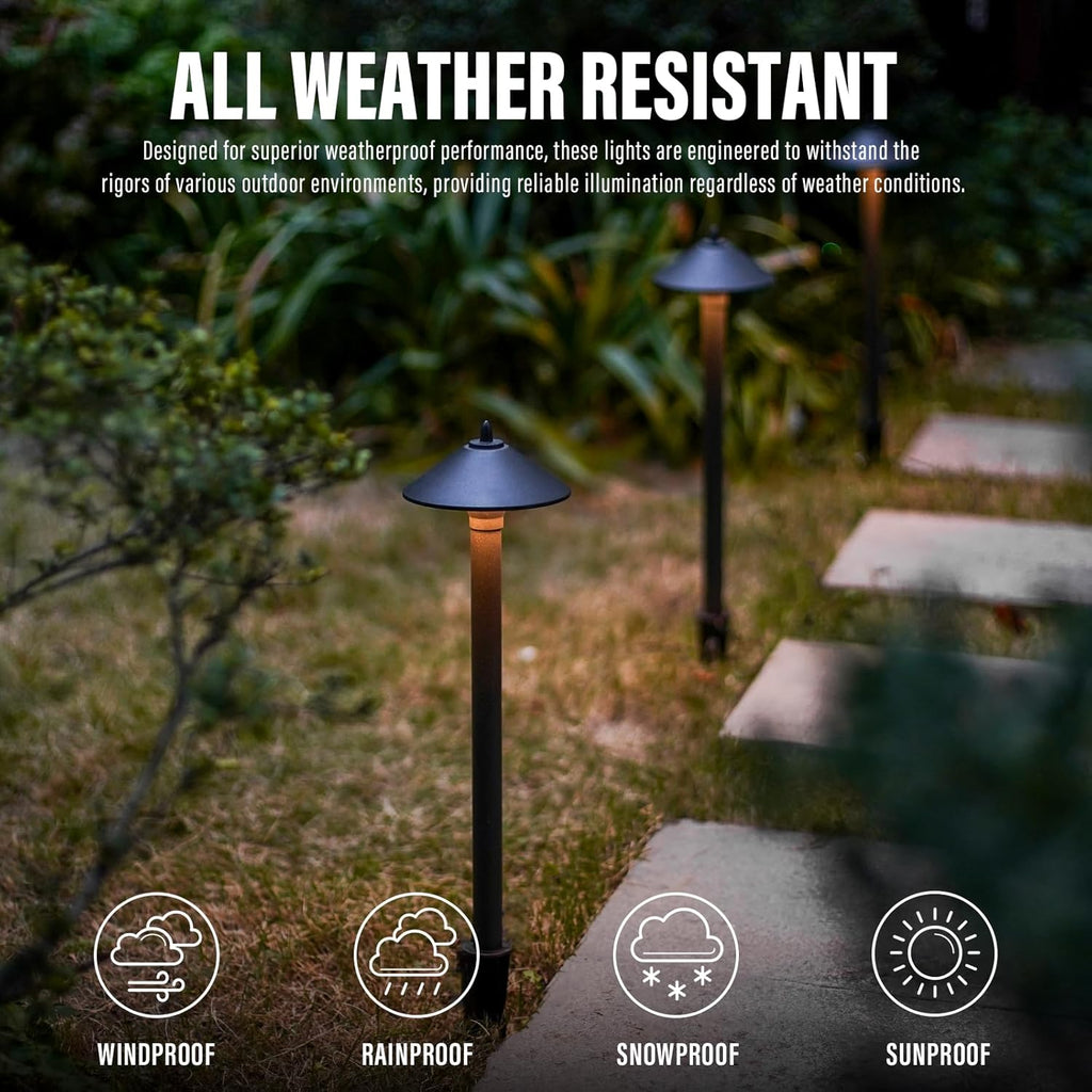 VENUS MANUFACTURING Low Voltage LED Pathway Lights 1.2W Outdoor Landscape Lighting 6 Pack 40 Lumen Landscape Path Lights 2700K for Lawn Patio Yard Walkway Driveway Pathway Garden - Venus Manufacture