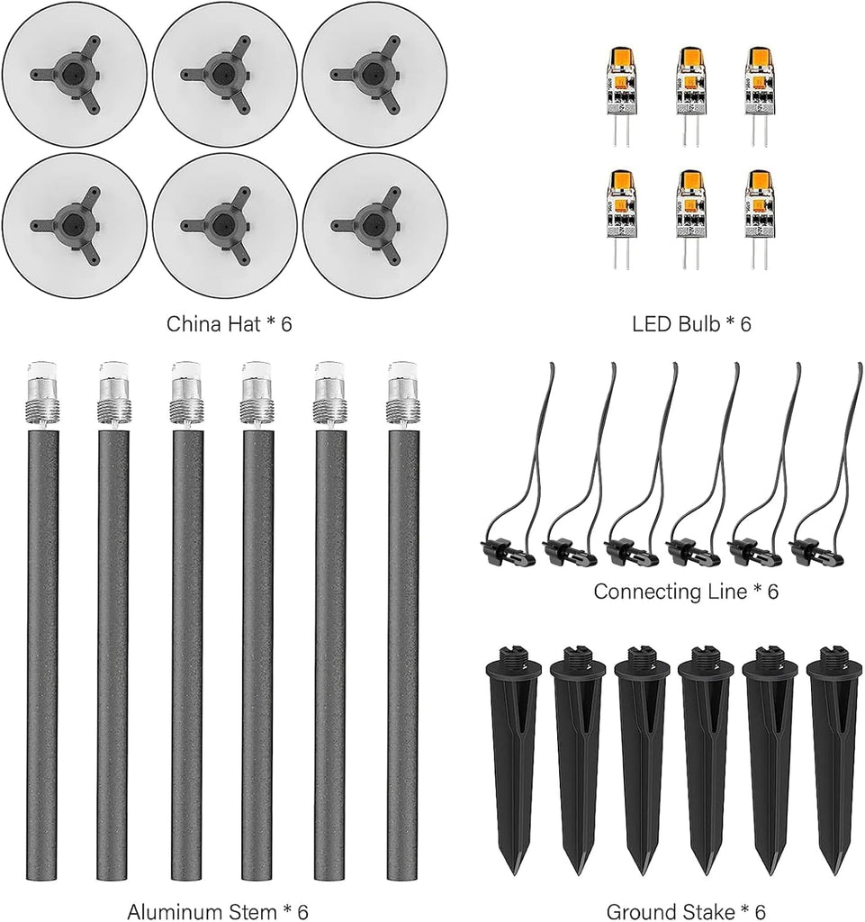 VENUS MANUFACTURING Low Voltage LED Pathway Lights 1.2W Outdoor Landscape Lighting 6 Pack 40 Lumen Landscape Path Lights 2700K for Lawn Patio Yard Walkway Driveway Pathway Garden - Venus Manufacture