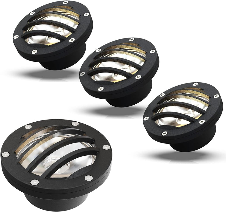 Malibu LED Low Voltage Landscape Lighting Well Light Outdoor Deck Light 4 Pack for Yard Garden Patio in-Ground Light 8401-3500-04