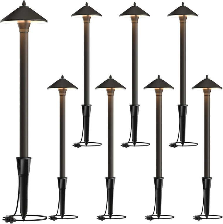 10W Pro Style Light Decorative Pathway Landscape Lights, Low Voltage Pro Path Yard Lights for Garden Landscape Path Pathway Lights Lawn Lamp, 8 PK Aged Brass by Malibu 8308-9103-08