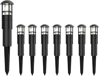 Aged Iron Collection LED Bollard Pathway Light Low Voltage Landscape Lighting Outdoor Bollard Lights for Lawn Patio Yard Walkway Driveway Pathway Garden Landscape, 8 Pack 8400-4320-08