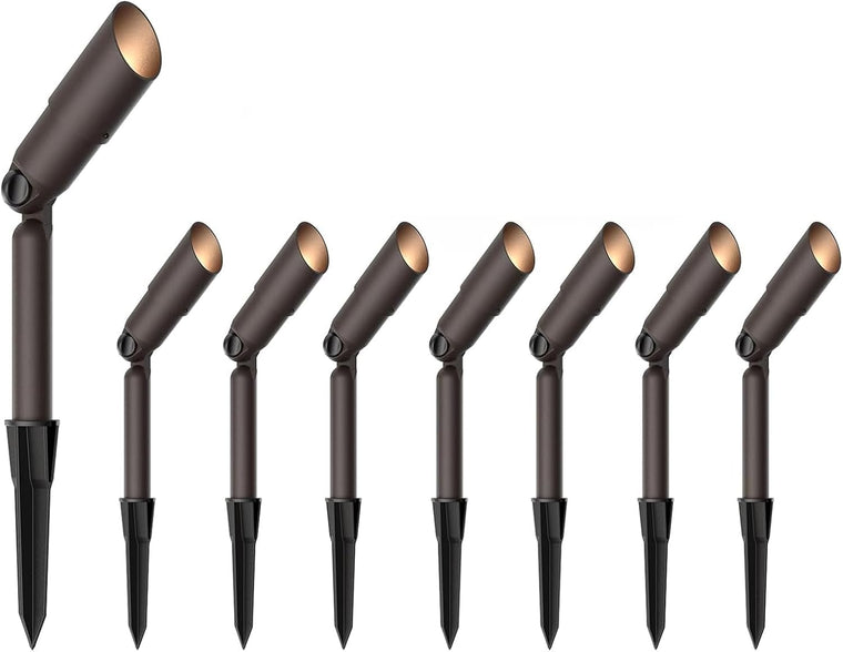 Malibu Low Voltage 20W Outdoor Waterproof Lighting, Non-Corrosive Metal Construction with Aged Brass Finish 8 PK 8308-9603-08