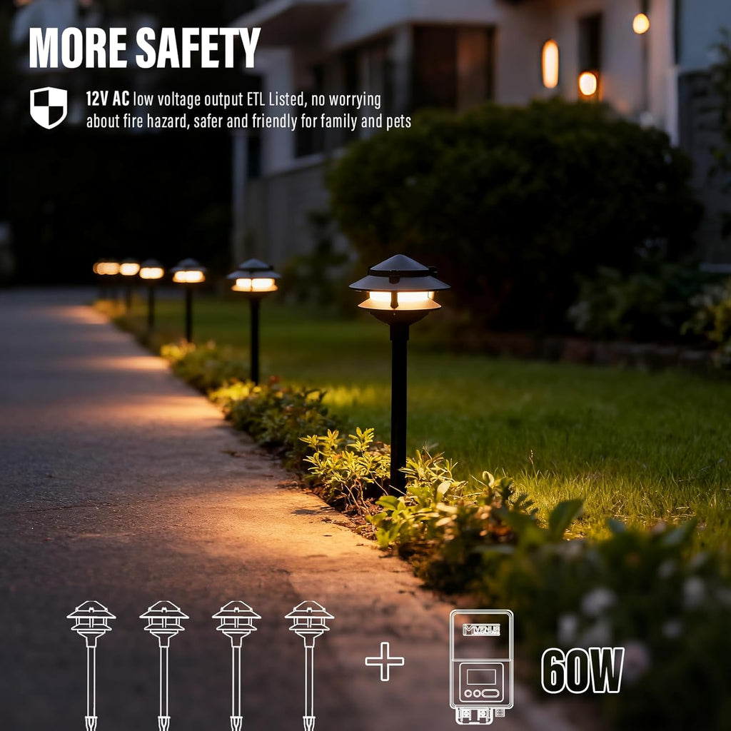 VENUS MANUFACTURING Landscape Lighting LED Outdoor Low Voltage Pathway Light 12V AC 2.2W 32Lumen Warm White Landscape Lighting for Garden Path Driveway Yard