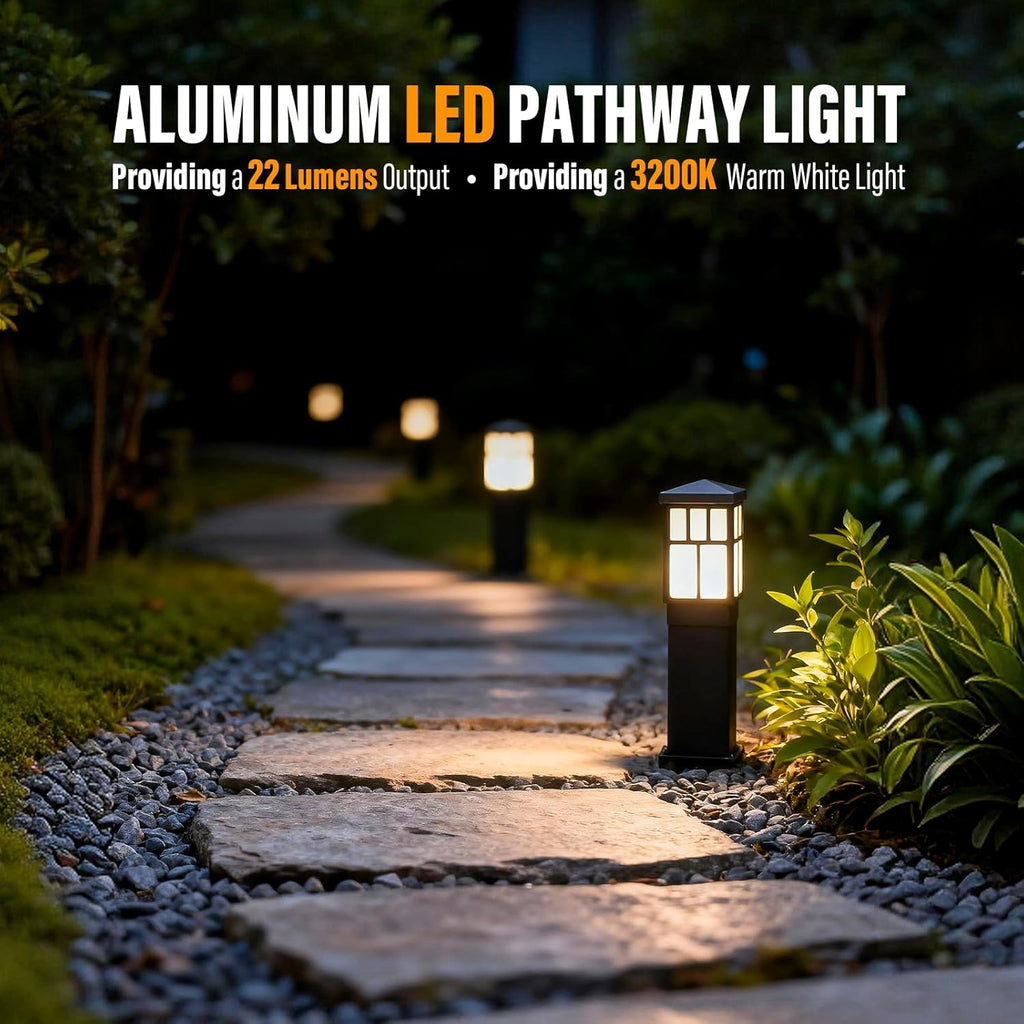 VENUS MANUFACTURING Low Voltage Landscape Lighting 6Pack Outdoor Square Bollard Path Lights LED Landscape Pathway Lighting 0.6W 3200K Warm White Light for Walkway Yard Backyard Lawn Garden