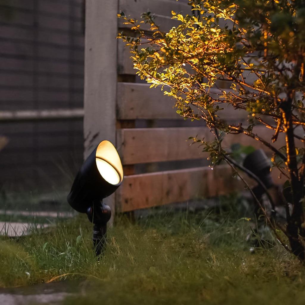 VENUS MANUFACTURING 4 Pack Low Voltage Landscape Flood Light 50W Halogen Outdoor Landscape Lighting Kits 380 Lumen Black Waterproof Spotlights 12V 3000K Warm White Metal Tree Lights for Garden & Yard - Venus Manufacture