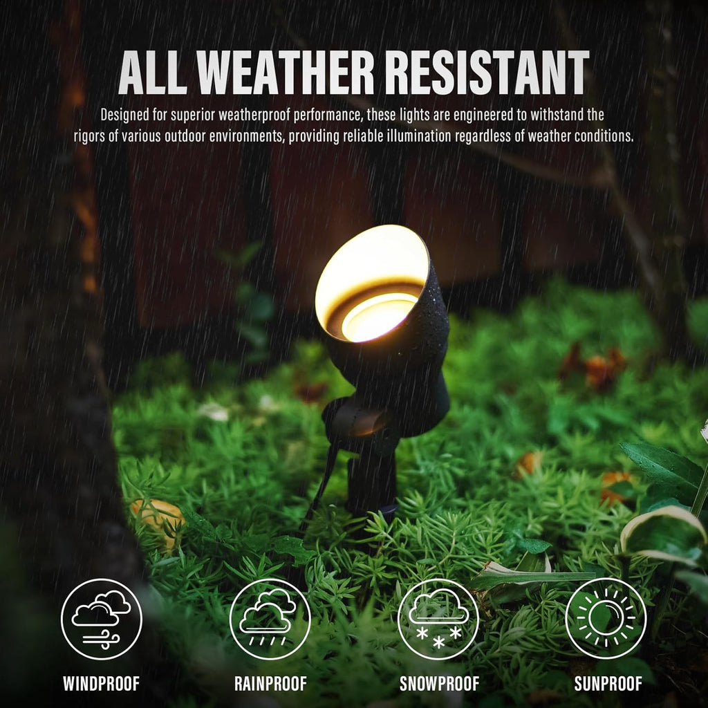 VENUS MANUFACTURING 6 Pack Low Voltage Landscape Spotlight 3W LED Outdoor Landscape Lighting Kits 200 Lumen Black Waterproof Flood Lights 12V 3000K Warm White Metal Tree Lights for Garden & Yard - Venus Manufacture