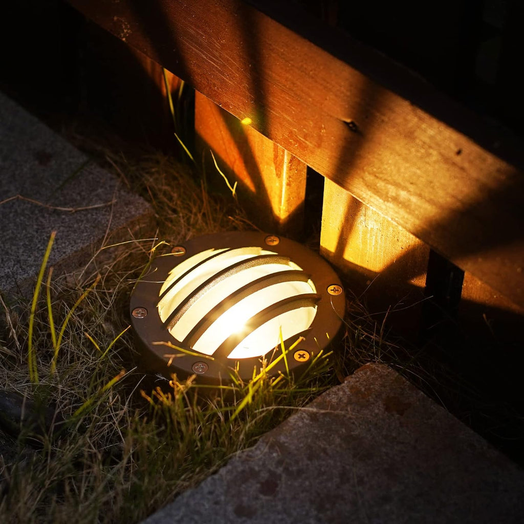 VENUS MANUFACUTING 4PK Low Voltage Well Lights In-ground Lighting 4W 200 Lumen Outdoor LED Landscape Lighting Kits Weatherproof 3100K Warm White 12V Yard, Tree, Garden, Yard, Fence Deck Up-Lights