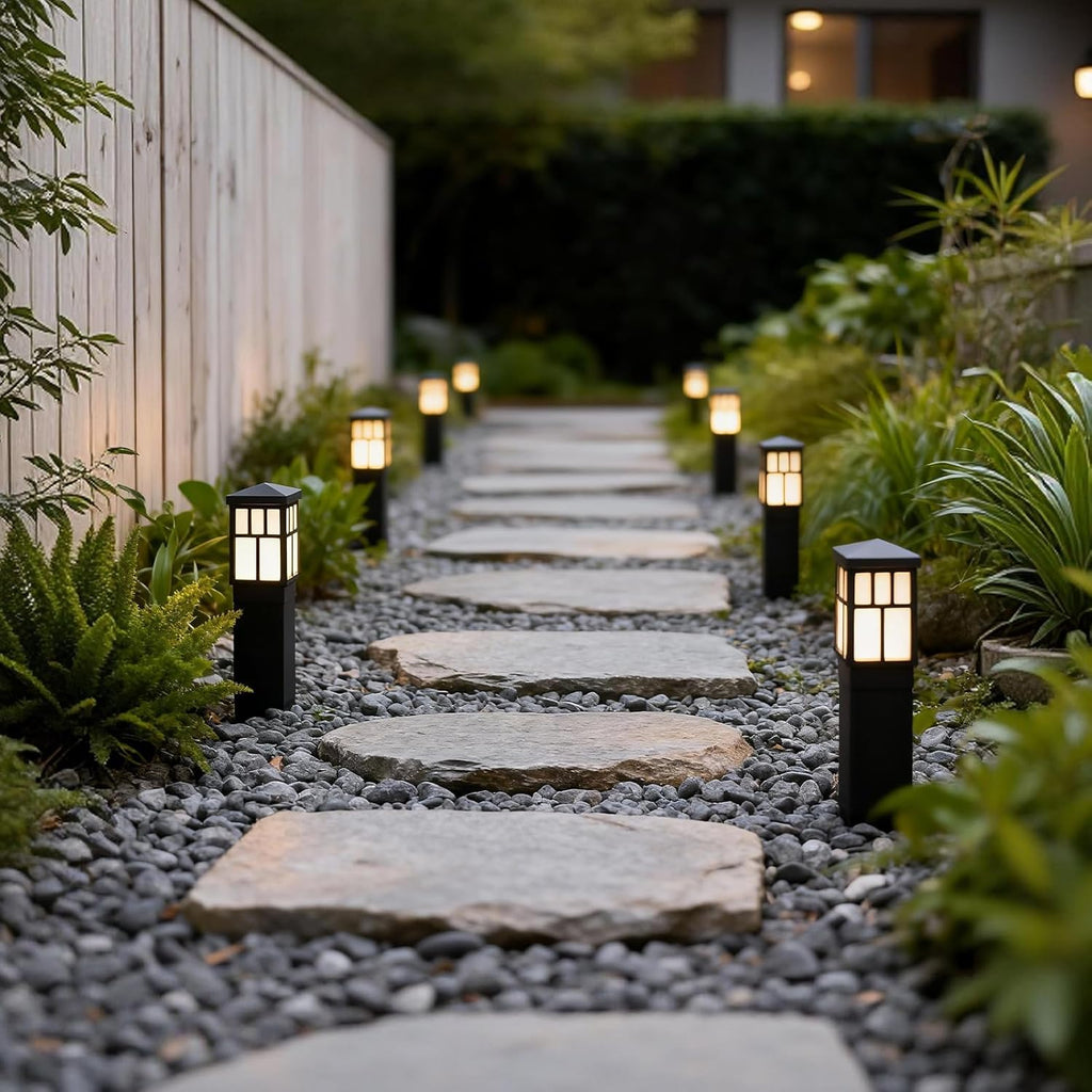 VENUS MANUFACTURING Low Voltage Landscape Lighting 6Pack Outdoor Square Bollard Path Lights LED Landscape Pathway Lighting 0.6W 3200K Warm White Light for Walkway Yard Backyard Lawn Garden