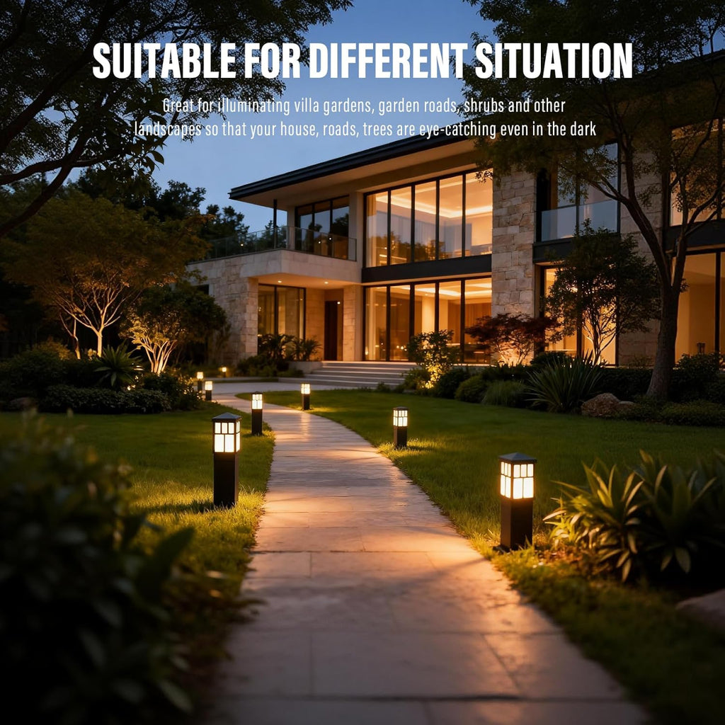 VENUS MANUFACTURING Low Voltage Landscape Lighting 6Pack Outdoor Square Bollard Path Lights LED Landscape Pathway Lighting 0.6W 3200K Warm White Light for Walkway Yard Backyard Lawn Garden