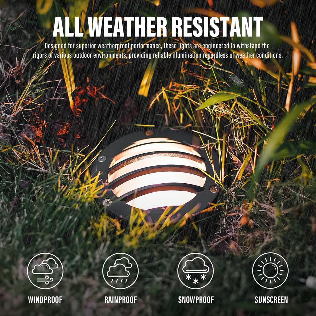 VENUS MANUFACUTING 4PK Low Voltage Well Lights In-ground Lighting 4W 200 Lumen Outdoor LED Landscape Lighting Kits Weatherproof 3100K Warm White 12V Yard, Tree, Garden, Yard, Fence Deck Up-Lights