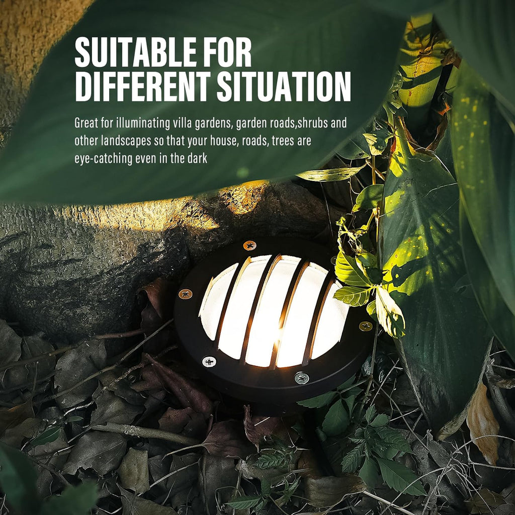 VENUS MANUFACUTING 4PK Low Voltage Well Lights In-ground Lighting 4W 200 Lumen Outdoor LED Landscape Lighting Kits Weatherproof 3100K Warm White 12V Yard, Tree, Garden, Yard, Fence Deck Up-Lights