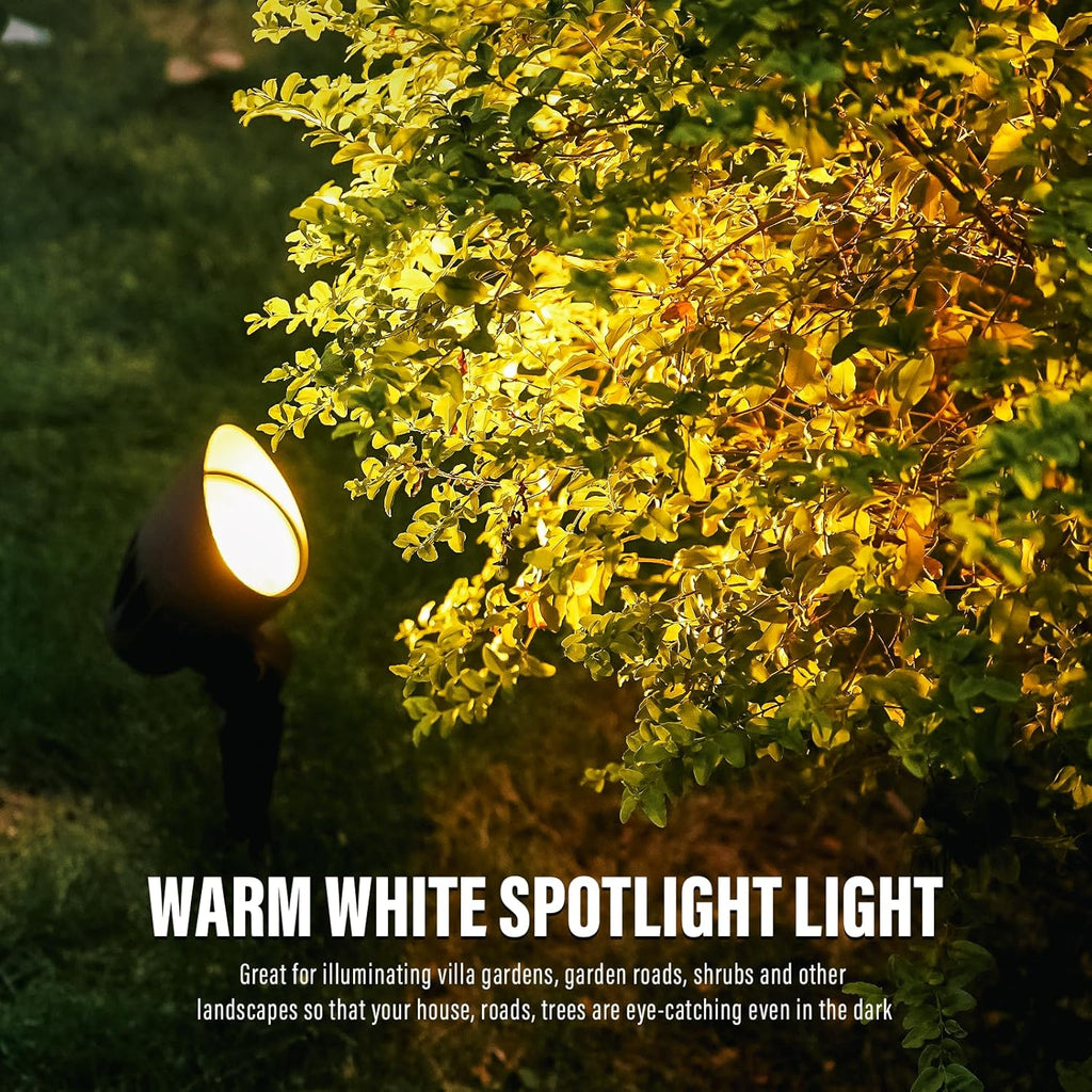 VENUS MANUFACTURING 4 Pack Low Voltage Landscape Flood Light 5Watt LED Outdoor Landscape Lighting Kits 400 Lumen Black Waterproof Spotlights 12V 2700K Warm White Metal Tree Lights for Garden & Yard - Venus Manufacture
