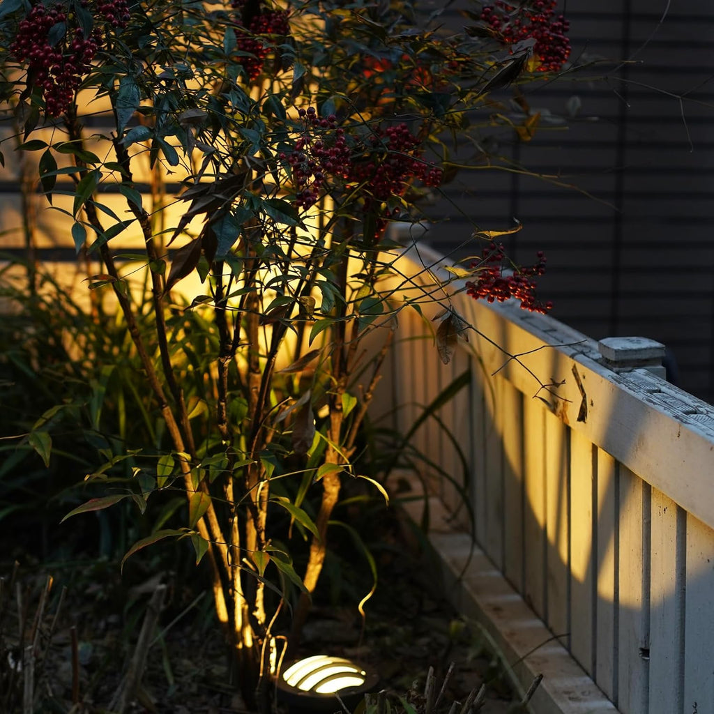 VENUS MANUFACUTING 4PK Low Voltage Well Lights In-ground Lighting 4W 200 Lumen Outdoor LED Landscape Lighting Kits Weatherproof 3100K Warm White 12V Yard, Tree, Garden, Yard, Fence Deck Up-Lights