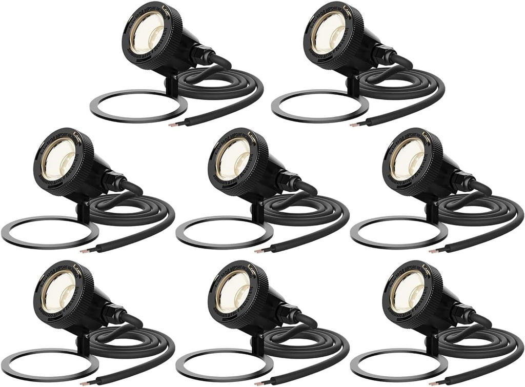 Malibu Submersible LED Pond Light Low Voltage Landscape Lighting Underwater Flood Light Landscape Lights 8 Pack 8401-3501-08