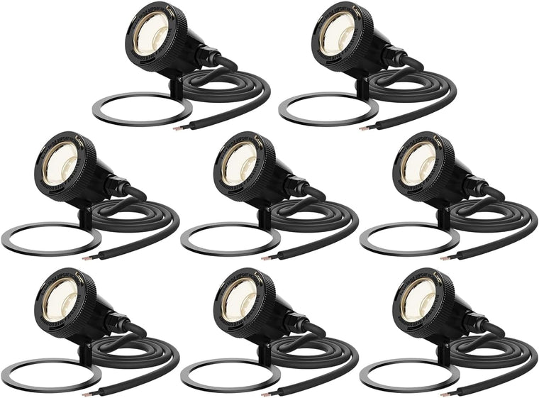 Malibu Submersible LED Pond Light Low Voltage Landscape Lighting Underwater Flood Light Landscape Lights 8 Pack 8401-3501-08