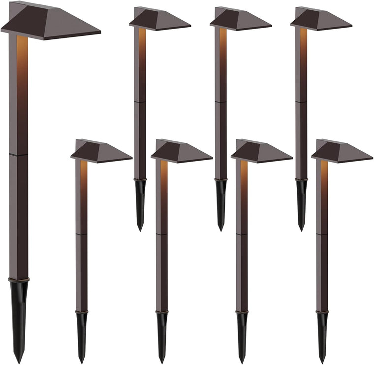 Outdoor Landscape Lighting Low Voltage LED Pathway Light 8 Pack 22 Lumen Floodlight 12V Warm White Garden Light for Driveway Yard Lawn Equinox 8409-2101-08