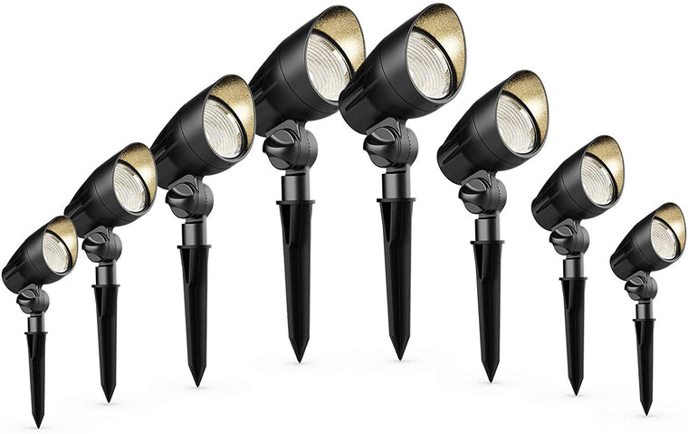 Malibu Landscape Lighting Halogen 50W Outdoor Spot Lights Waterproof Path Light Floodlight Low Voltage Lighting with Spike Stand for Garden, Yard, Pathway, 8 Pack 8301-9601-08
